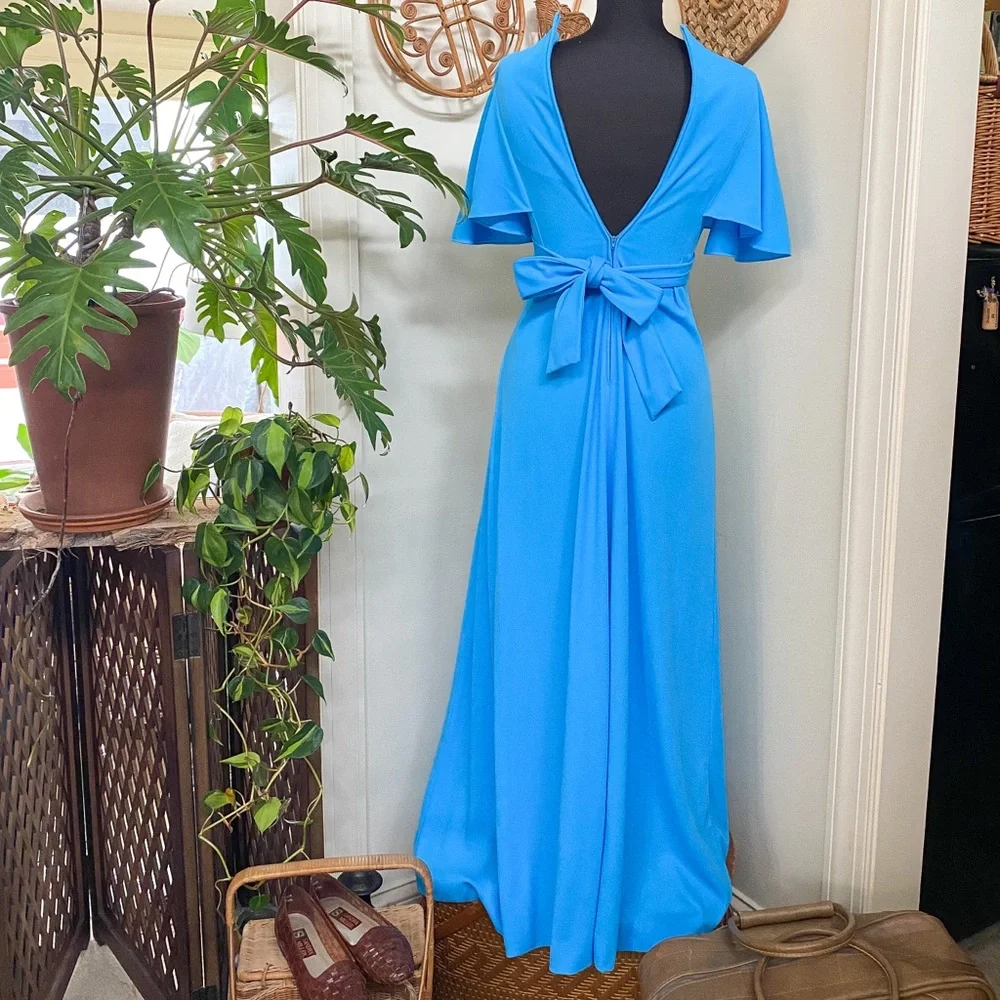 SOLD Vintage 70s Butterfly Sleeve Maxi Dress - Picture 4 of 6